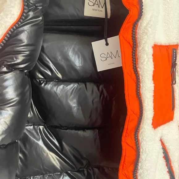 NWT, SAM Jacket, Orange and White Women's Jacket - Picture 7 of 8